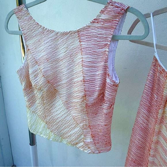 Y2K Caché 100% Silk Sunset Multicolor Fully Beaded Top & Skirt Set Size XS - Picture 3 of 7